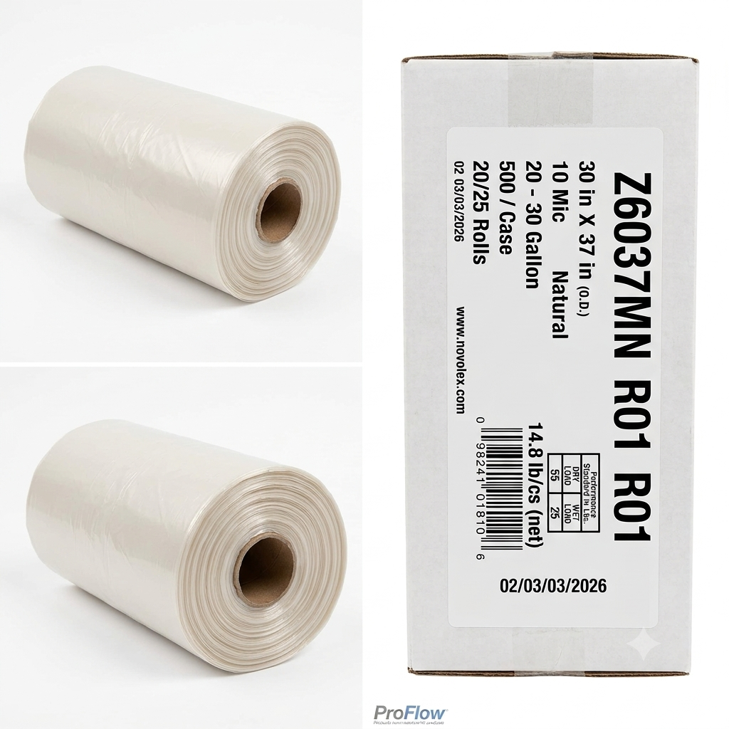 Natural High-Density Can Liners (30x37, 10 Mic, 20-30 Gal) - 500/Case