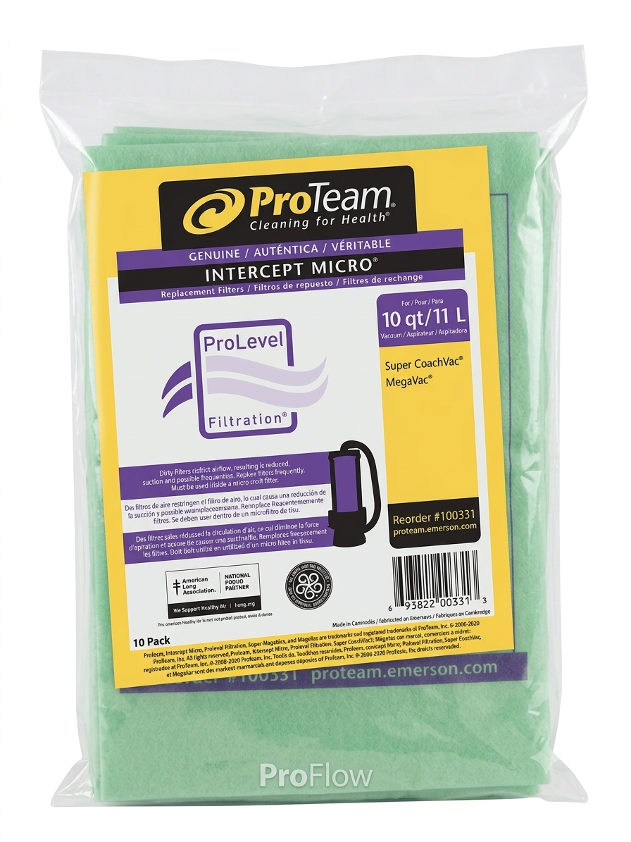 ProTeam Intercept Micro Replacement Vacuum Filters (100331) - 10 Qt / 11 L, 10 Pack
