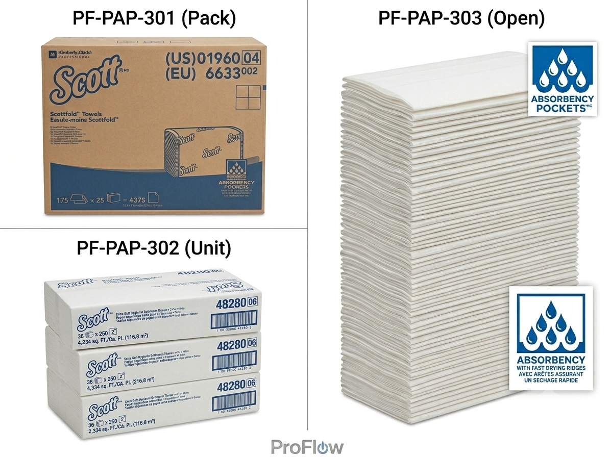 Scottfold Folded Paper Towels (01960) - 175 Towels/Pack, 25 Packs/Case (4,375 Towels)